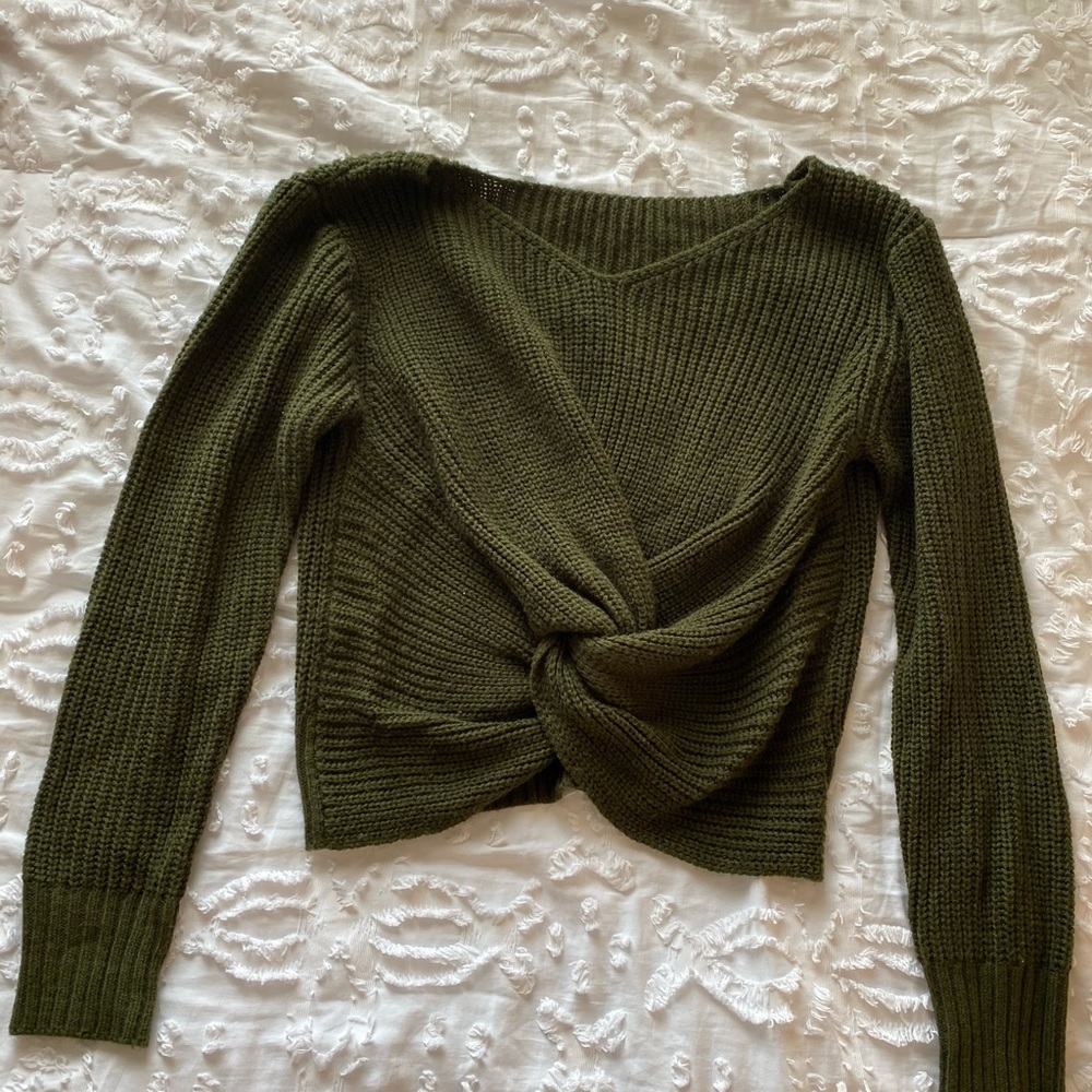 Green Knitted Cropped Sweater